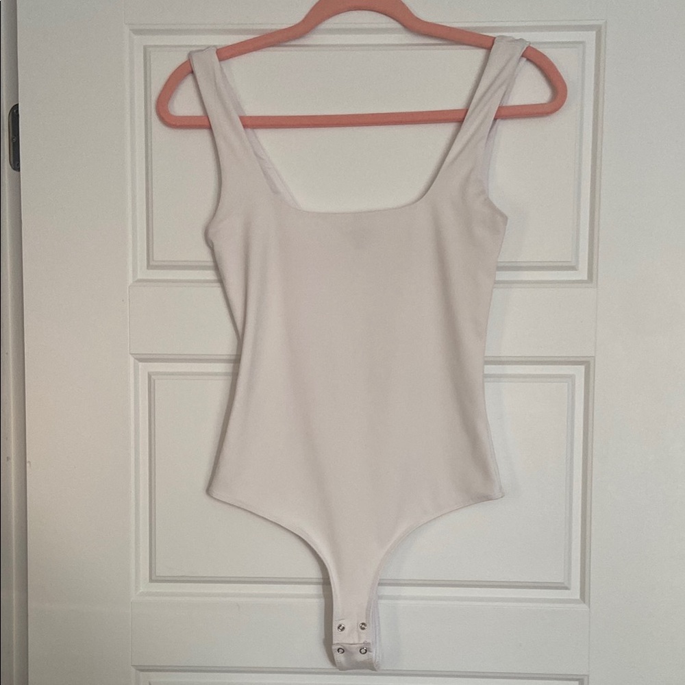 Dynamite White Bodysuit with Square Neckline